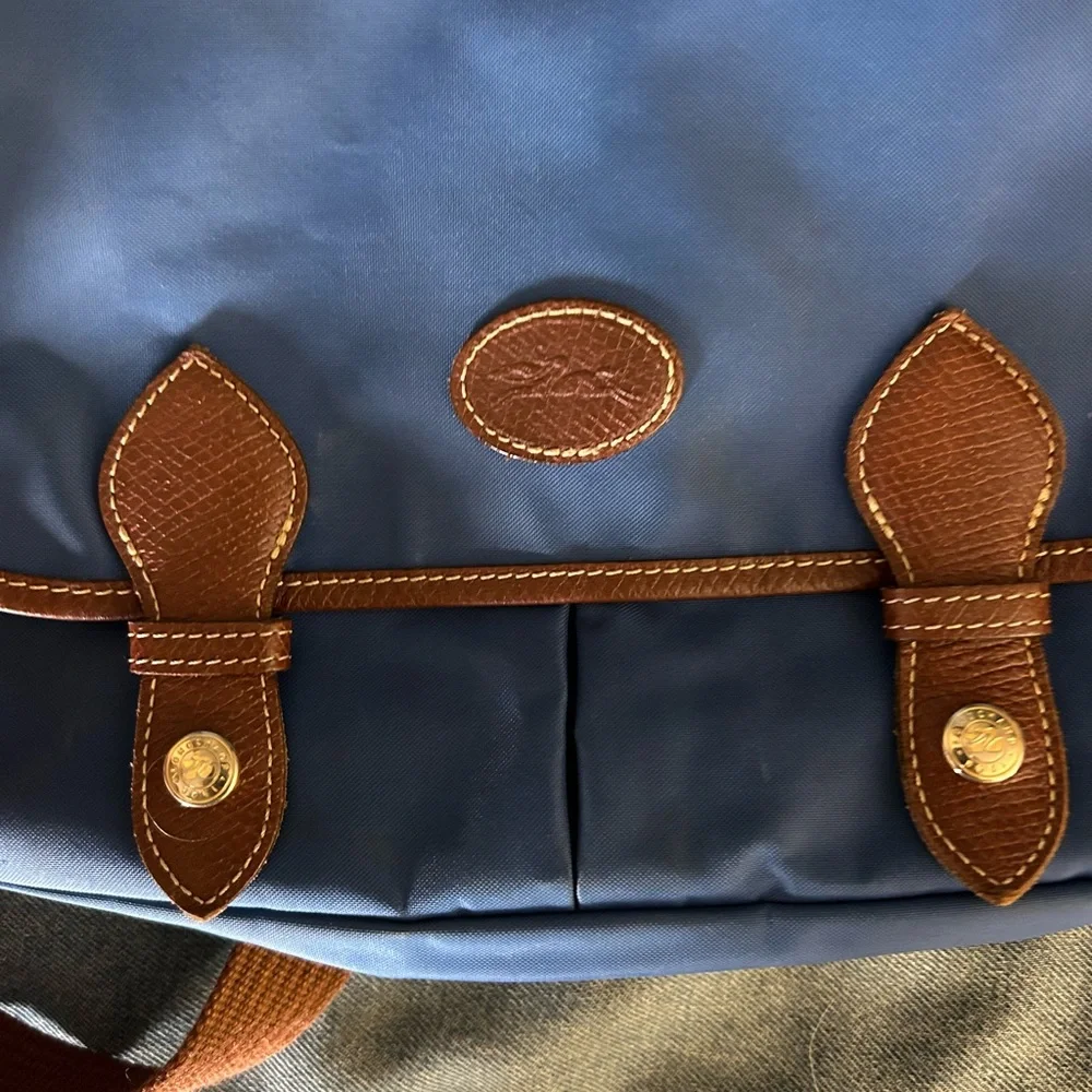 Longchamp Blue and Brown Messenger Bag - Picture 2 of 5